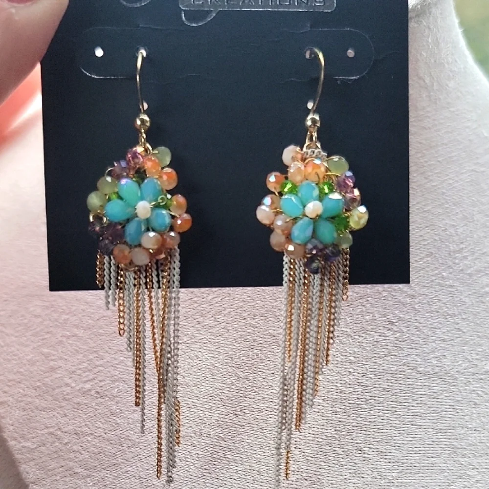 Fairycore Colorful Beaded Dangle Earrings